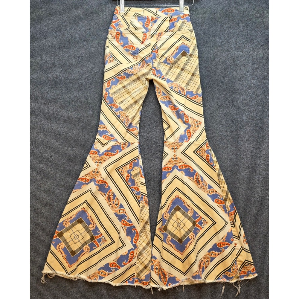 Free People Just Float On Flare Jeans Womens Paisley Multi 25 Good Boho Retro - Picture 4 of 13